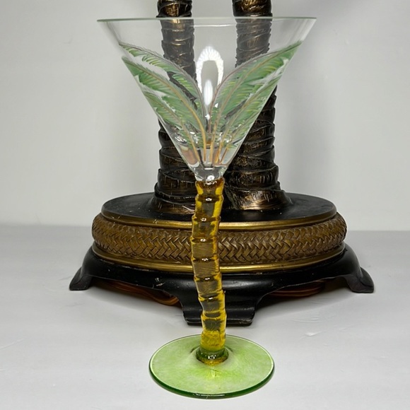 Bundle Free Gift Palm Tree Martini Glass Palm Tree Goblet Glass Wicker Glass - Picture 5 of 12